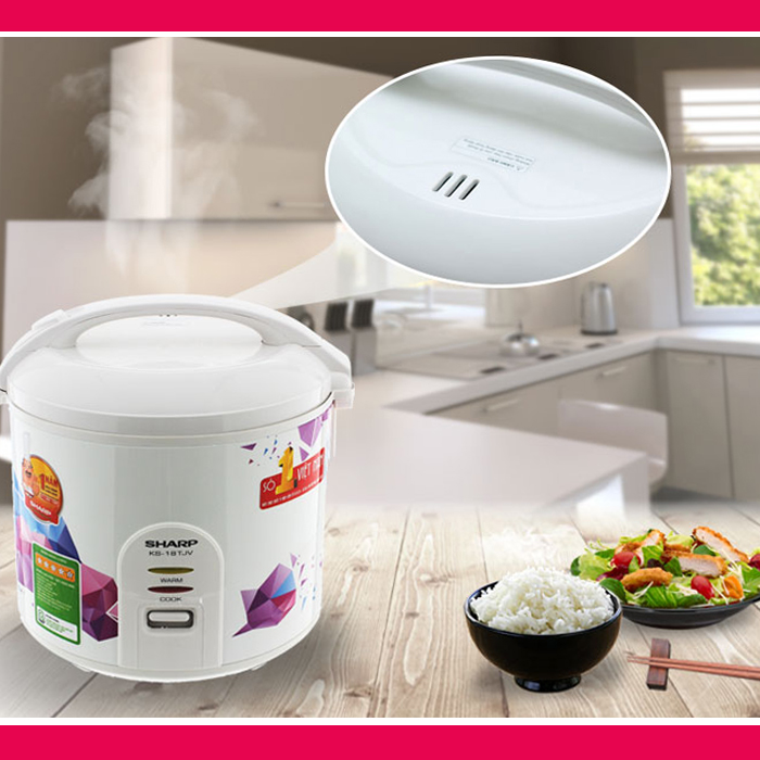 Nồi cơm điện nắp gài Sharp KS-18TJV 1.8 Lít - Hàng chính hãng