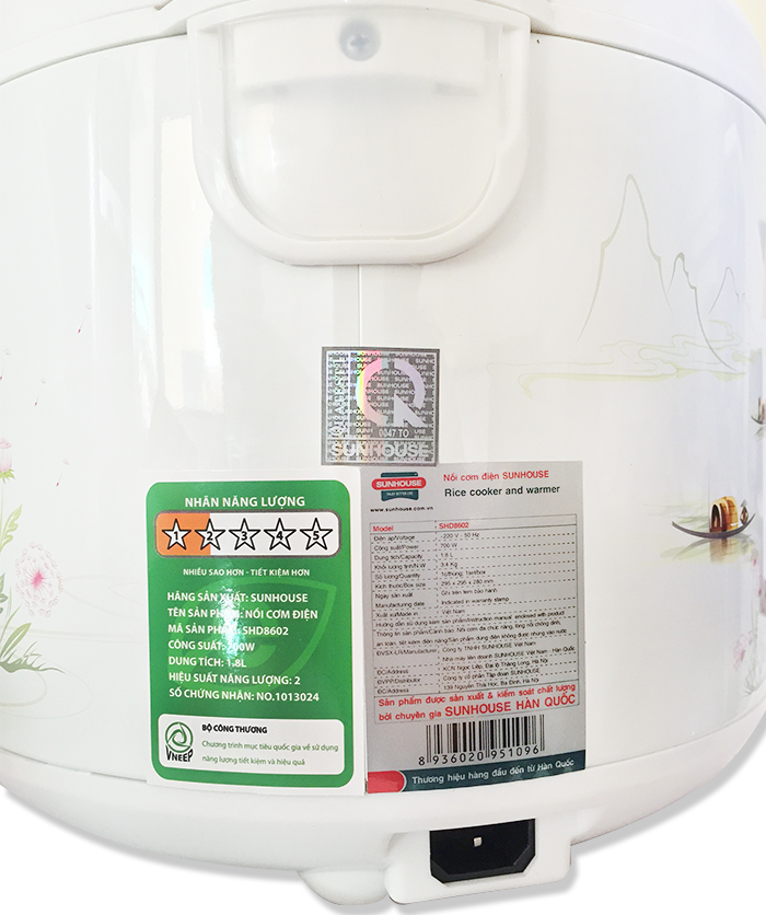 Nồi cơm điện Sunhouse SHD-8602 1.8 Lít nắp liền