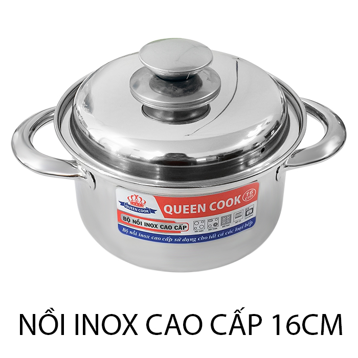 Bộ 3 nồi inox Queen Cook 16, 18, 24cm