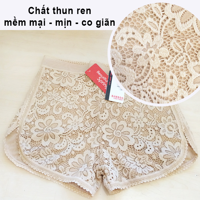 Quần ren thun Nano mặc trong váy cao cấp (Đen)