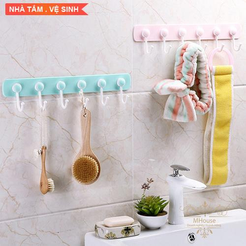 Thanh 6 móc treo đồ dán tường