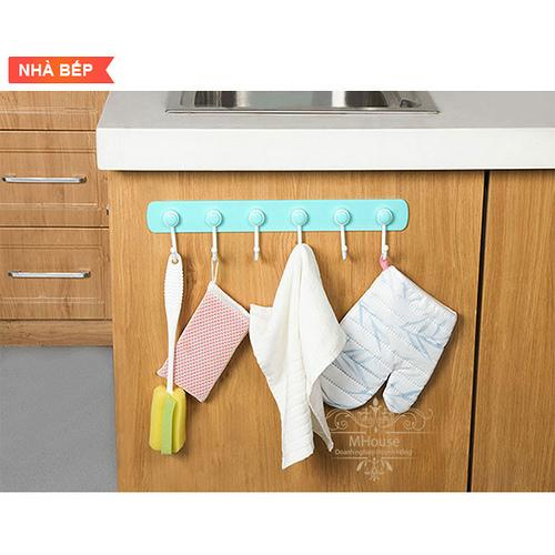Thanh 6 móc treo đồ dán tường
